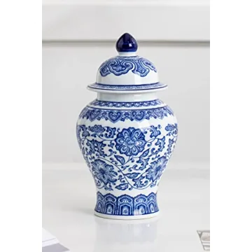 Elegant Blue and White Ginger Jar for Home Decor