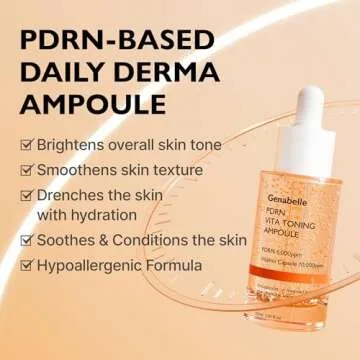 PDRN Vita Toning Ampoule - Lightweight Glass Skin & Toning Ampoule with Vitamin B, C, E, PDRN, Serum for Blemishes, Fine Lines and Rough Skin Texture, 1.01 fl oz