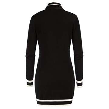 Open Front Knit Cardigan Jacket for Women Black Knit Cardigan Sweater for Women for Office(Contrast Black,XL)