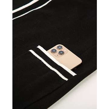 Open Front Knit Cardigan Jacket for Women Black Knit Cardigan Sweater for Women for Office(Contrast Black,XL)