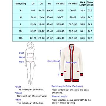 Open Front Knit Cardigan Jacket for Women Black Knit Cardigan Sweater for Women for Office(Contrast Black,XL)