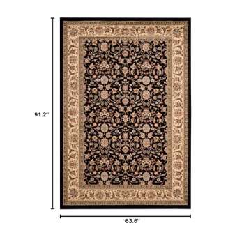 SAFAVIEH Lyndhurst Collection Area Rug - 5'3" x 7'6", Black & Ivory, Traditional Oriental Design, No...
