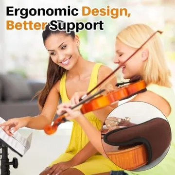 Eco Joy 2PK Violin Chin Rest (Extra Padded) | Violin Shoulder Rest, Soft Cotton Sponge for Violin 4/4 Full Size & 3/4 | Chin Pad for Violin and Viola (Brown, 2PK)