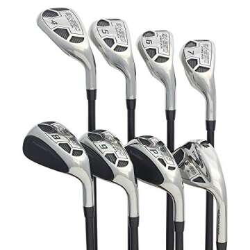 Men’s Powerbilt Golf EX-550 Hybrid Iron Set, which Includes: #4, 5, 6, 7, 8, 9, PW +SW Senior Flex Right Handed New Utility “A” Flex Club