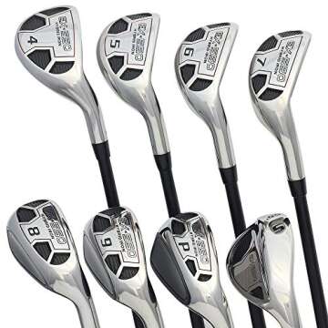 Men’s Powerbilt Golf EX-550 Hybrid Iron Set, which Includes: #4, 5, 6, 7, 8, 9, PW +SW Senior Flex Right Handed New Utility “A” Flex Club