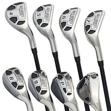 Men’s Powerbilt Golf EX-550 Hybrid Iron Set, which Includes: #4, 5, 6, 7, 8, 9, PW +SW Senior Flex Right Handed New Utility “A” Flex Club