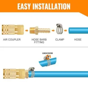 SUNGATOR 3/8'' NPT Brass Hose Barb Fittings, 3/8'' NPT Male Thread to 3/8'' Barbed Air Hose Fittings, 3/8'' Brass Air Line Repair Connectors for Compressor, Fuel, Oil (2-Pack)