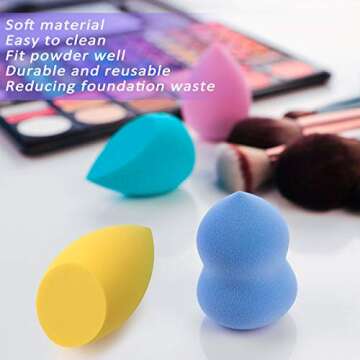 FAMILIFE 6PCS Makeup Sponge Set, Super Soft Beauty Sponge, Suitable for Liquid Cream and Powder Multi-colored, Makeup Sponges