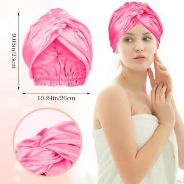 Silk Bonnet for Sleeping Women Satin Hair Bonnet Hot Pink Silk Hair Wrap Soft Head Scarf for Curly H...