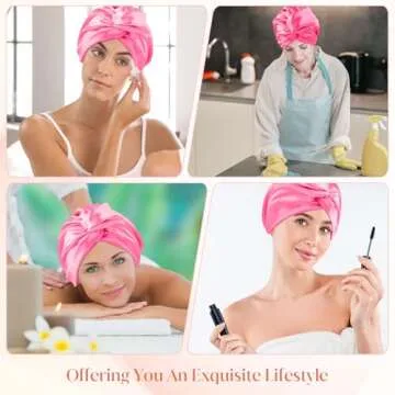 Silk Bonnet for Sleeping Women Satin Hair Bonnet Hot Pink Silk Hair Wrap Soft Head Scarf for Curly Hair Night Turbans Sleep Bonnets For Curly Hair Cover Sleep Caps Hair Net for Sleep