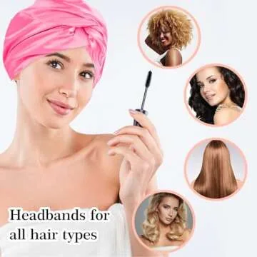 Silk Bonnet for Sleeping Women Satin Hair Bonnet Hot Pink Silk Hair Wrap Soft Head Scarf for Curly Hair Night Turbans Sleep Bonnets For Curly Hair Cover Sleep Caps Hair Net for Sleep