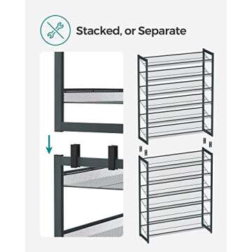 SONGMICS 12-Tier Stackable Shoe Shelf for Easy Organization