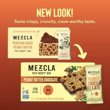 Mezcla Vegan Protein Bars, Gluten Free Snack Made with Pea Protein, Chocolate Chips and Other Premium Ingredients, Healthy Snacks, Peanut Butter Chocolate, 10g of Protein, 12 Pack