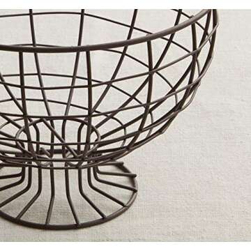 Metal Pedestal Bowl Centerpiece for Dining Table, Rustic Table Decor, Wire Basket for Bathroom, Coun...
