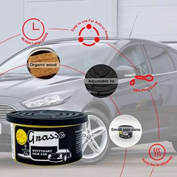 Ikeda Scents Car Air Freshener: 12 Natural Scents | Long-Lasting | Auto Deodorizer