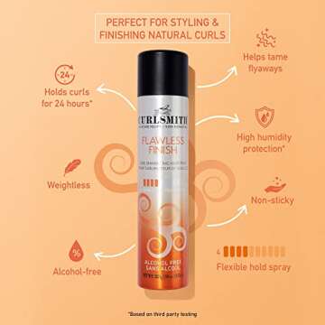 CURLSMITH - Flawless Finish Hairspray, Flexible Hold without Dryness, Alcohol Free, For Curly, Wavy and Coily Hair (10 oz)