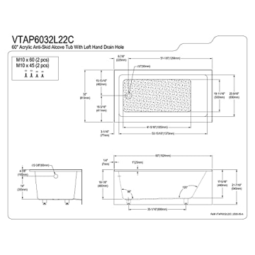 Aqua Eden 60-Inch Acrylic 3-Wall Alcove Tub