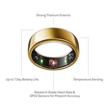 Oura Ring Gen3 Horizon - Gold - Size 7 - Smart Ring - Size First with Oura Ring Gen3 Sizing Kit - Sleep Tracking Wearable - Heart Rate - Fitness Tracker - 5-7 Days Battery Life