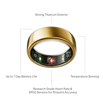 Oura Ring Gen3 Horizon - Gold - Size 7 - Smart Ring - Size First with Oura Ring Gen3 Sizing Kit - Sleep Tracking Wearable - Heart Rate - Fitness Tracker - 5-7 Days Battery Life