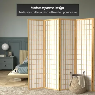 Elegant Red Lantern Shoji Screen - 6-Panel Room Divider