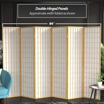 Elegant Red Lantern Shoji Screen - 6-Panel Room Divider