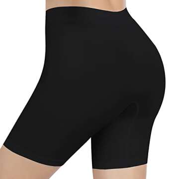 BESTENA Slip Shorts Womens Comfortable Seamless Smooth Slip Shorts for Under Dresses (Black,X-Large)