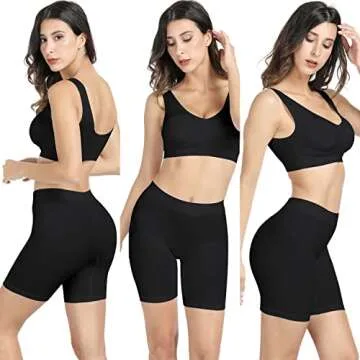 BESTENA Slip Shorts Womens Comfortable Seamless Smooth Slip Shorts for Under Dresses (Black,X-Large)