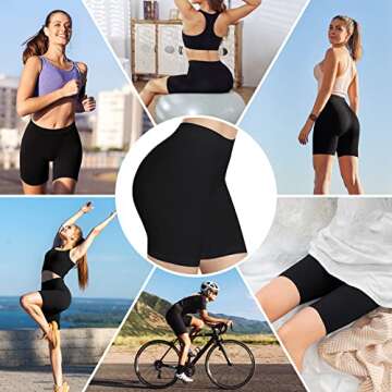 BESTENA Slip Shorts Womens Comfortable Seamless Smooth Slip Shorts for Under Dresses (Black,X-Large)