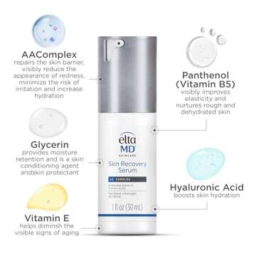 EltaMD Skin Recovery Face Serum, Redness Relief, Facial Serum Visibly Reduces Redness in 24 Hours, Face Care and Beauty Products, 1.0 oz Pump