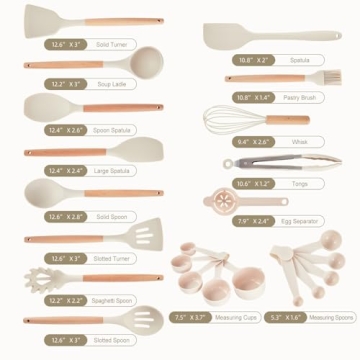 Gaixvny Kitchen Utensils Set - 34 PCS Non-Stick Silicone Cooking Utensils Set with Wooden Handle,Kit...