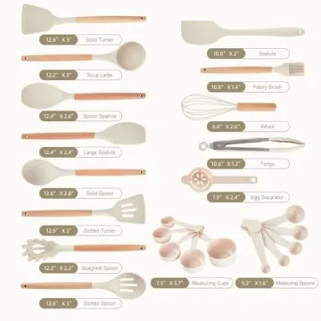 Gaixvny Kitchen Utensils Set - 34 PCS Non-Stick Silicone Cooking Utensils Set with Wooden Handle,Kit...