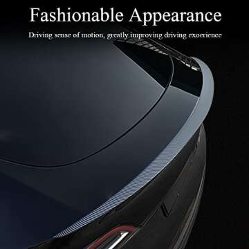 HANSSHOW Real Carbon Fiber Spoiler for Tesla Model 3 2017-2022 Spoiler Wing, Rear Trunk Spoiler Matte Carbon Fiber Tail