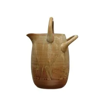 Creative Co-Op Stoneware Watering Pitcher with Handles