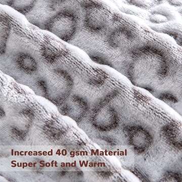 KING DARE Leopard Blanket Ultra Soft Cheetah Print Throw Blanket for Couth Sofa Grey Cozy Blankets f...