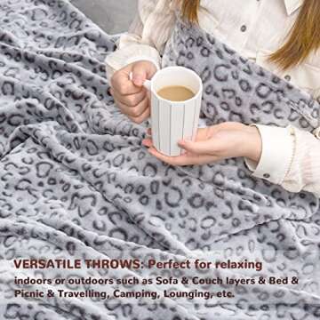 KING DARE Leopard Blanket Ultra Soft Cheetah Print Throw Blanket for Couth Sofa Grey Cozy Blankets for Mom Gift, Fashion Bedroom Decor.40x50 inch