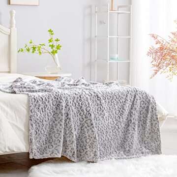 KING DARE Leopard Blanket Ultra Soft Cheetah Print Throw Blanket for Couth Sofa Grey Cozy Blankets for Mom Gift, Fashion Bedroom Decor.40x50 inch