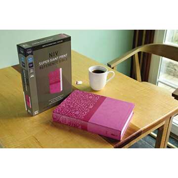 NIV, Super Giant Print Reference Bible, Leathersoft, Pink, Red Letter, Comfort Print