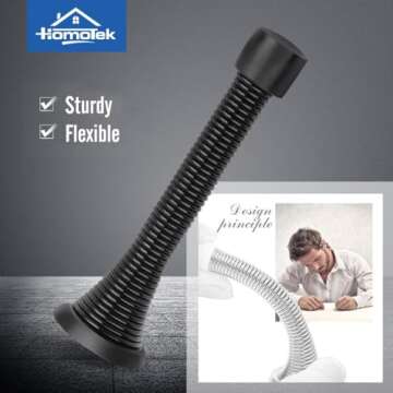 HOMOTEK 20 Pack Black Spring Door Stops,3-1/8" Heavy Duty Door Stop - Flexible Spring Door Stopper w...