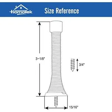 HOMOTEK 20 Pack Black Spring Door Stops,3-1/8" Heavy Duty Door Stop - Flexible Spring Door Stopper with Low Mounted Black Rubber Bumper Tips