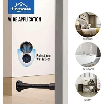 HOMOTEK 20 Pack Black Spring Door Stops,3-1/8" Heavy Duty Door Stop - Flexible Spring Door Stopper with Low Mounted Black Rubber Bumper Tips