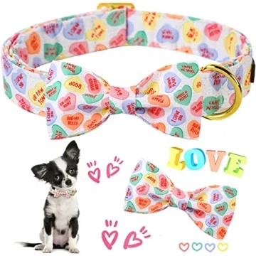 ARING PET Valentine's Day Dog Collar with Bow and Metal Buckle