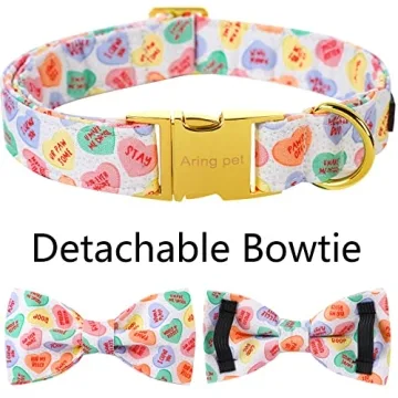 ARING PET Valentine's Day Dog Collar with Bow and Metal Buckle