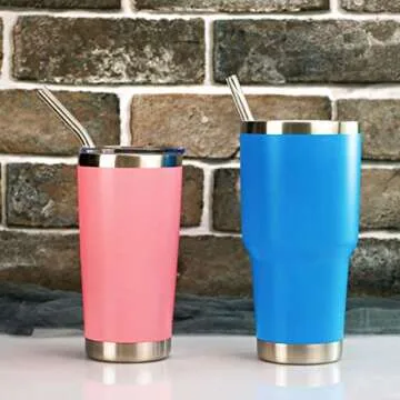 Reusable Clear Smoothie-Cocktails Glass Straws - 12-Pack 9" x 9 mm Drinking Straws for 30 oz and 20 oz Tumblers - 6 Bent 6 Straight with 2 Cleaning Brushes