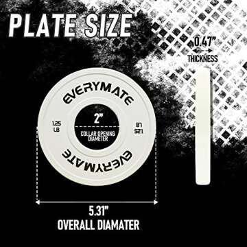 EVERYMATE Change Weight Plates 1.25LB Fractional Plate Olympic Bumper Plates for Cross Training Weightlifting