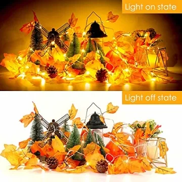 Lighted Fall Garland for Thanksgiving Decor 16.4ft