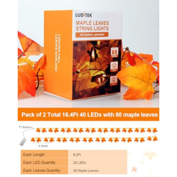 Lighted Fall Garland for Thanksgiving Decor 16.4ft