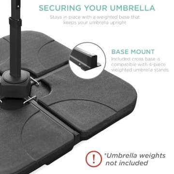 Best Choice Products 10ft Solar LED Cantilever Patio Umbrella, 360-Degree Rotation Hanging Offset Market Outdoor Sun Shade for Backyard, Deck, Poolside w/Lights, Easy Tilt, Cross Base - Ivory