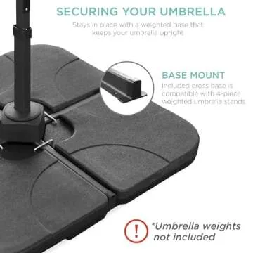 Best Choice Products 10ft Solar LED Cantilever Patio Umbrella, 360-Degree Rotation Hanging Offset Market Outdoor Sun Shade for Backyard, Deck, Poolside w/Lights, Easy Tilt, Cross Base - Ivory