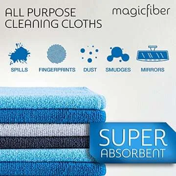 MagicFiber Microfiber Cleaning Cloth - 12 Pack, Large 13" x13” Highly Absorbent Streak-Free Micro Fiber Cleaning Rags Towels for House, Car, Windows, Housekeeping, Household Dusting, Kitchen