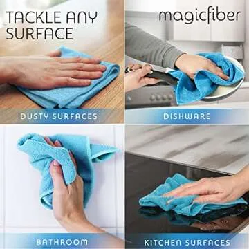 MagicFiber Microfiber Cleaning Cloth - 12 Pack, Large 13" x13” Highly Absorbent Streak-Free Micro Fiber Cleaning Rags Towels for House, Car, Windows, Housekeeping, Household Dusting, Kitchen